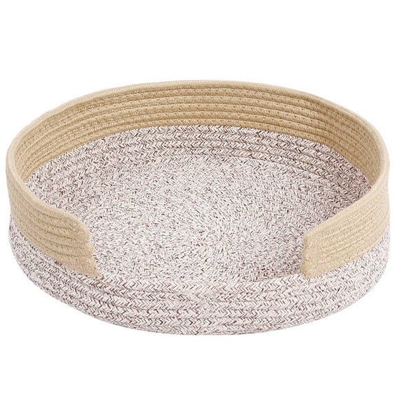 Necvior Beige Pet Woven Bed for Small Dogs & Cats Durable Cotton Kitty Basket 3 Options