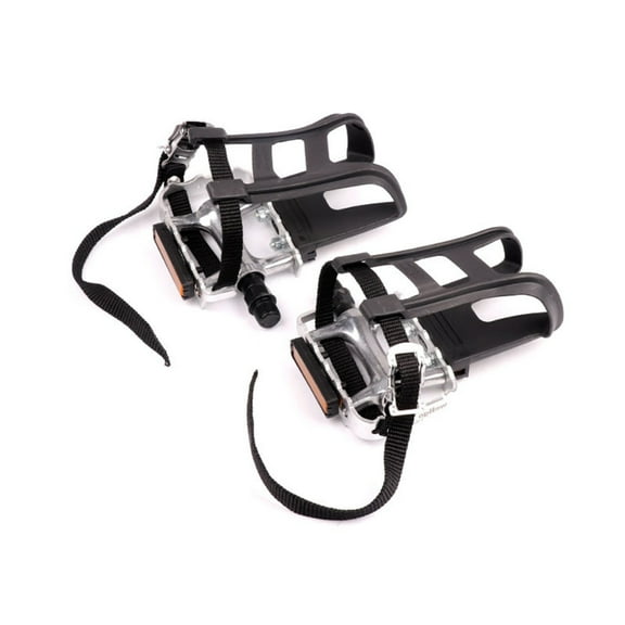 Necvior Bicycles Pedals with Strap and Toe Clip for Spin Bike and Outdoor Bicycles