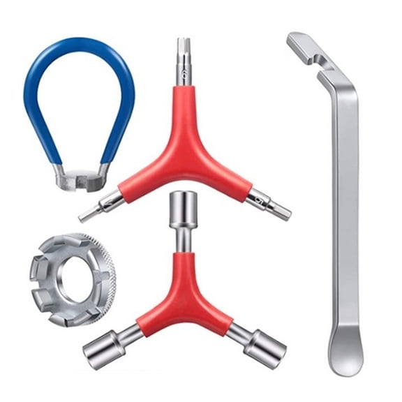 Necvior Bicycles Spoke Wrench Tool, Hardened Steel 5-in-1 Spoke Rims Tool for Adjusting