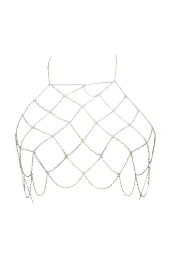 Bikini Bra Body Chain Gold Silver Chain Mesh Metal Chain Accessories Nightclub Jewelry for Women and Girls