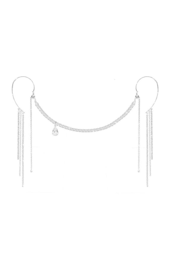 Bling Rhinestone Long Chain Tassels Pendant Face Jewelry for Women Party Accessories Crystal One Row Face Chain Jewelry