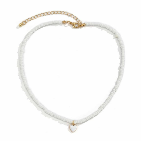 Necvior Bohemia Chokers Necklaces Women Arcylic Beads Jewelry Necklace Heart Decoration Collar Rice Beaded Chunky Collar