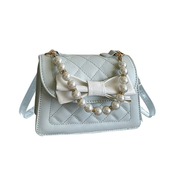 Necvior Bowknot Shoulder Bag Simple Leathers Commuters Tote Bag Pearl Chain Handbag