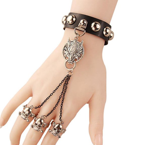 Necvior Bracelet Glove PU Bangle Gifts Punk Rock Style Man Spike Glove