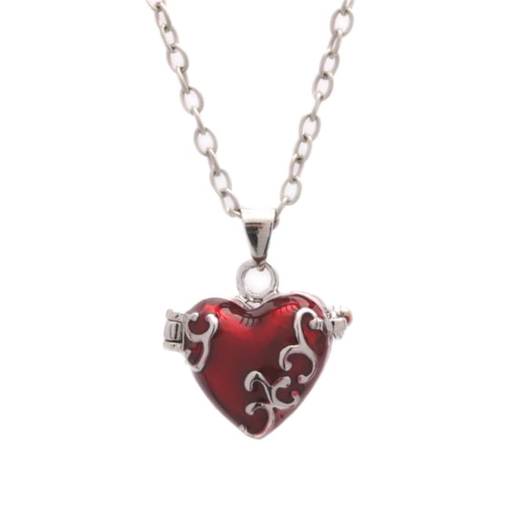 Necvior Brass Heart Resin Pendant Necklace with Secret Compartment Adjustable Neck Chain