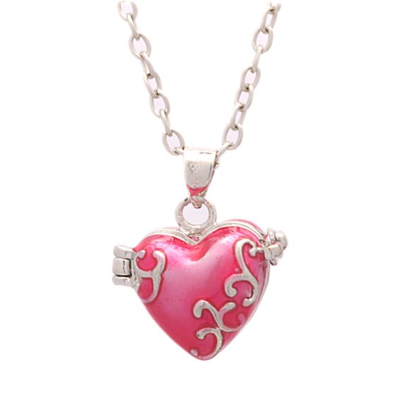 Necvior Brass Heart Resin Pendant Necklace with Secret Compartment Adjustable Neck Chain