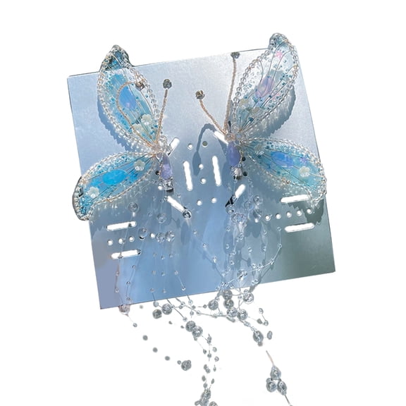 Necvior Butterfly Fairy Ear Headwear Hair Clips Butterfly Fringe Hairpin Crystal Hair Barrettes Simple Side Hairpin for Women