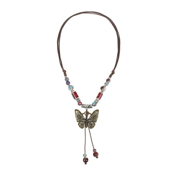 Necvior Butterfly Pendant Necklace Jewelry Vintage Clavicle Chain Necklace Sweater Chain