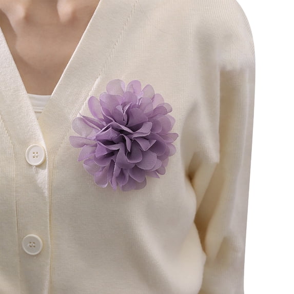 Necvior Camellia Lapel Pin Versatile Chiffon Flower Shape Breastpin Accessory Brooch Pin