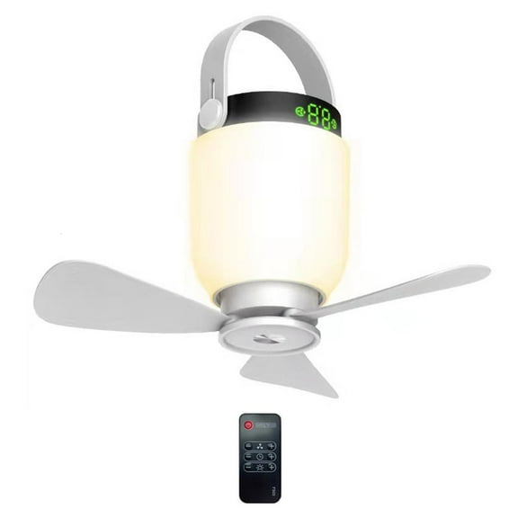 Necvior Camping Fan with 7 Level LED Lantern Lights 8000mAh Ceiling Tent Fan 4 Speeds