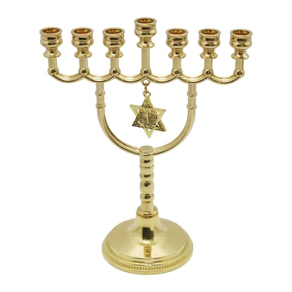 Necvior Candlestick Israel Hanukkah Candle Holder Shabbat Candle Holder Hexagonal Star Pendant Jewish Candle Stand 7 Branch