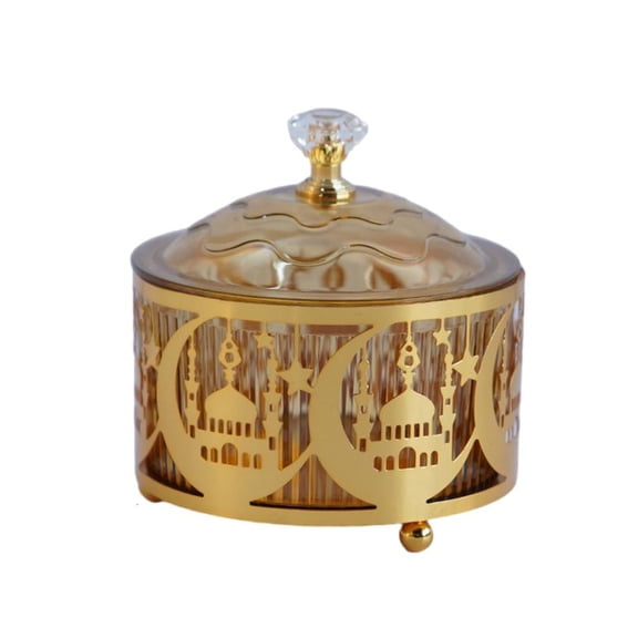 Necvior Candy Tray Eid Festival Theme Display Plate Candy Serving Tray Metal Texture for Home Gatherings and Holiday Decorations