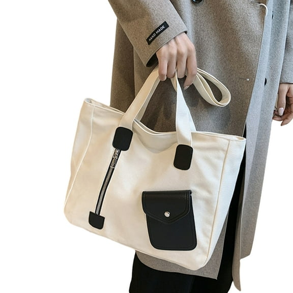 Necvior Canvas Shoulder Bag, Large Hobo Bags for Womens Aesthetic Shoulder Purses Cute Simple School Shoulder Bag