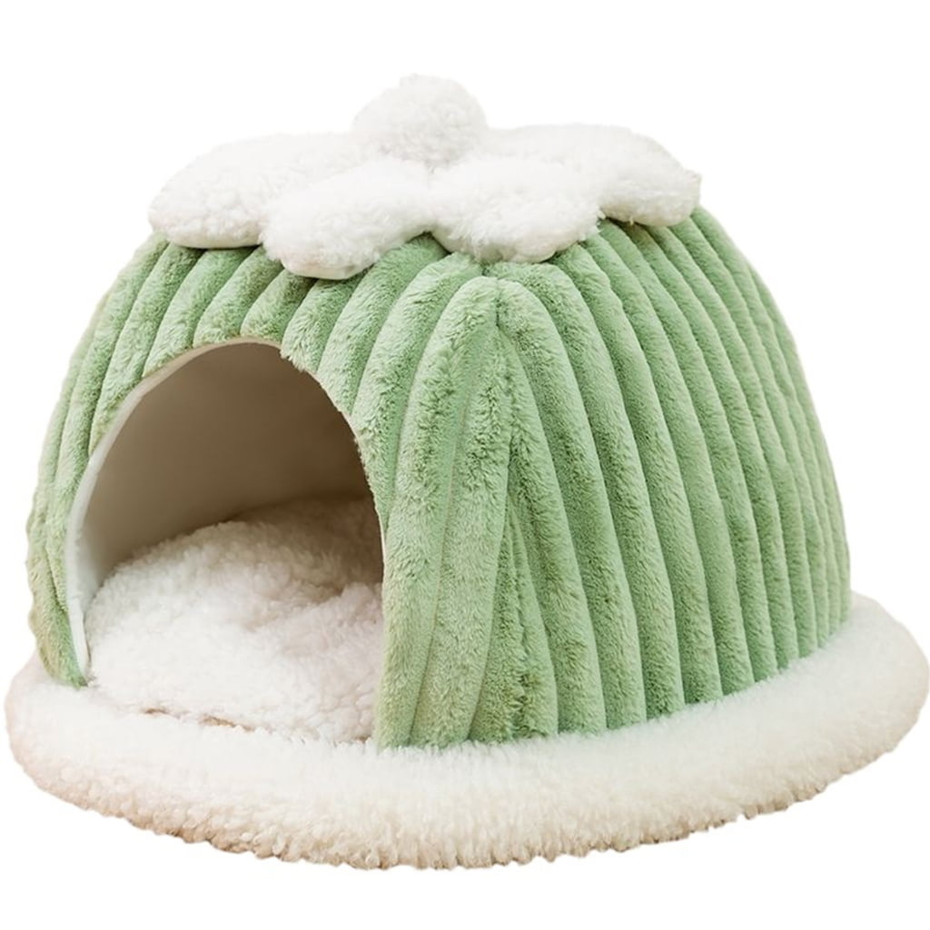 Necvior Cat Bed Deep Sleeping Bed Winter House Cute Pumpkin Shape Enclosed Pet Tent