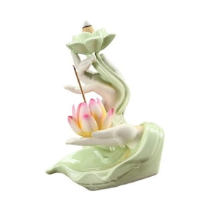 Necvior Ceramic Flower Waterfall Backflow Incenses Burners for Home Offices Decorations
