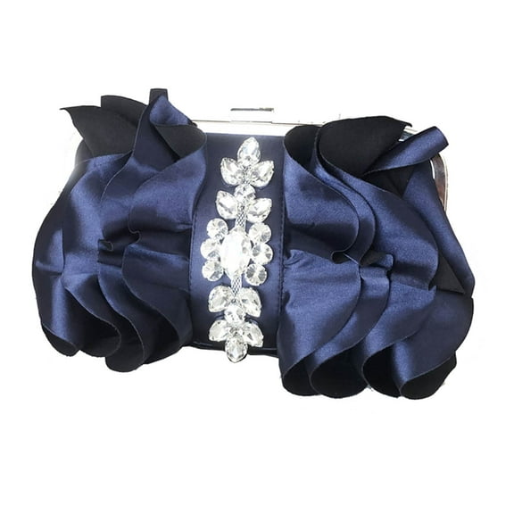 Necvior Chain Evening Bag Pleated Silk Clutch Purse Wedding for Rhinestone Prom Banquet