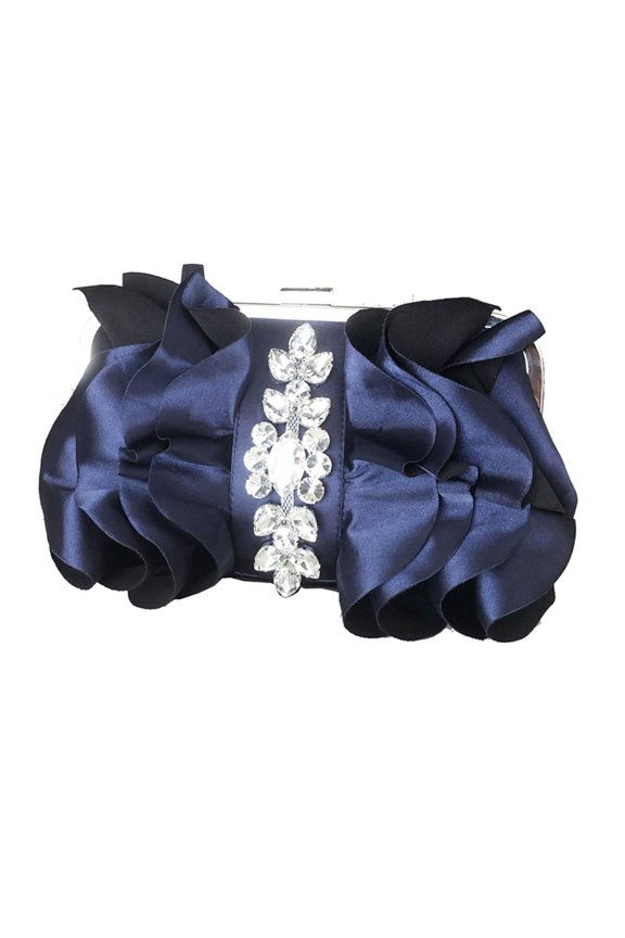 Chain Evening Bag Pleated Silk Clutch Purse Wedding for Rhinestone Prom Banquet