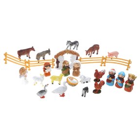 Necvior Charming Jesus Nativity Playset Interactive Christmas Countdown Calendar for Kids