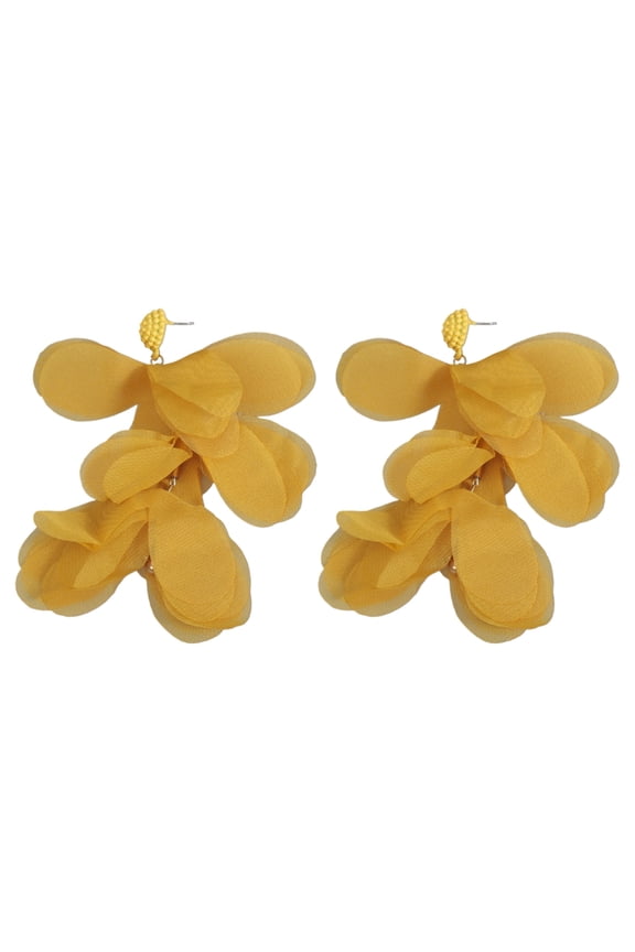 Chiffon Flower Earrings Lightweight Beaded Floral Statement Ear Rings Stylish Wedding Jewelry for Fashion Enthusiasts