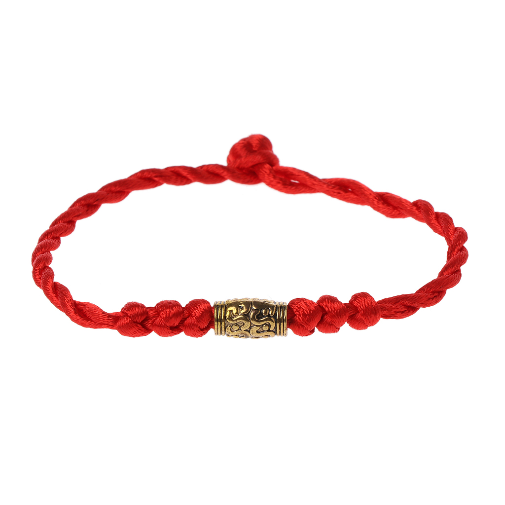 Braccialetto Portafortuna Rosso Cinese Tibetano - In Corda Di Cotone, Regolabile, Fatto A Mano, Per Yoga E Preghiera Buddhista