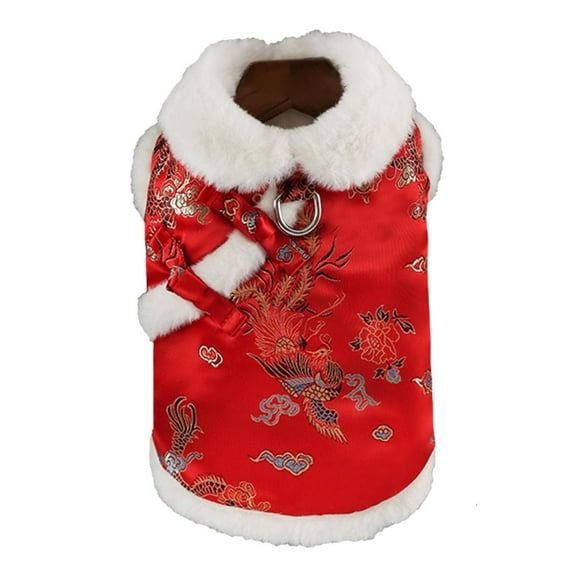 Necvior Chinese New Year Pet Outfit for Small Dogs and Cats Cold Weather Thick Warm Vest