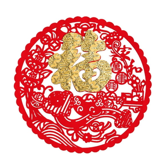 Necvior Chinese New Year Window Sticker Fu Character Felt Cutting Paper Decal for the Year of Tiger 2022 Spring Festival Blessing Word Door Decals