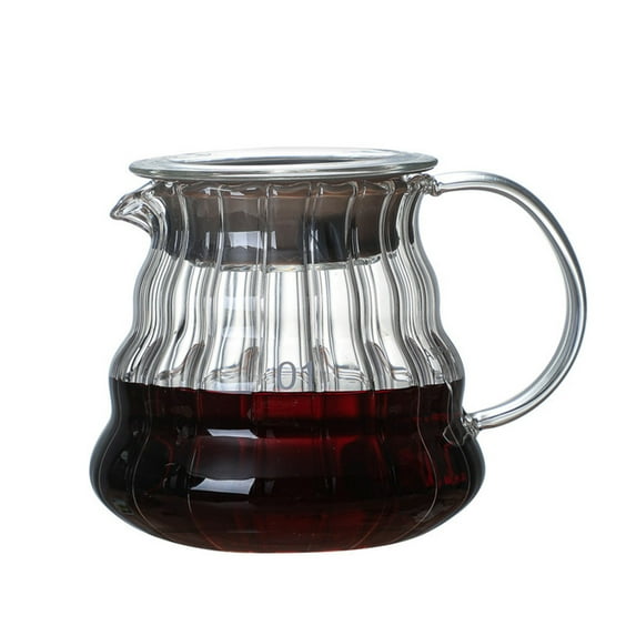 Necvior Clear Cone Glass Coffee Funnel Drip Filter Cup Stripe Design Heat Resistant Glass Coffee Dripper Coffeeware