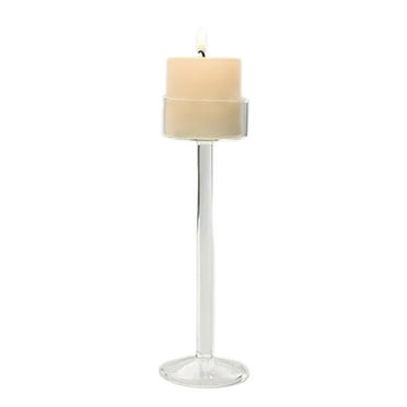 Necvior Clear Glass Votive Candle Holder Elegant Long Stem Candlestick Centerpiece Decor