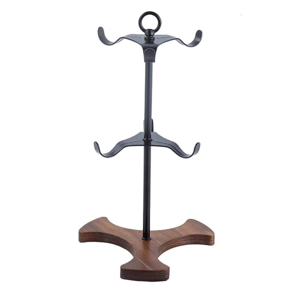 Necvior Coffee Cup Tree Organizer with Wooden Base and Metal Hooks Counter Storage Shelf