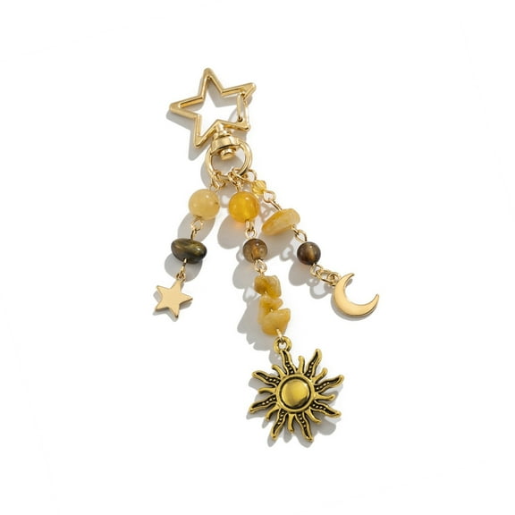 Necvior Colorful Beaded Star Moon Keyring Charm Pendant for Women And Girls' Bags