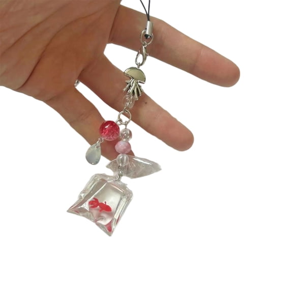 Necvior Colorful Fish Water Bag Keychain Soft Stylish Key Chain Ornament Decorative Pendant for Students and Professionals