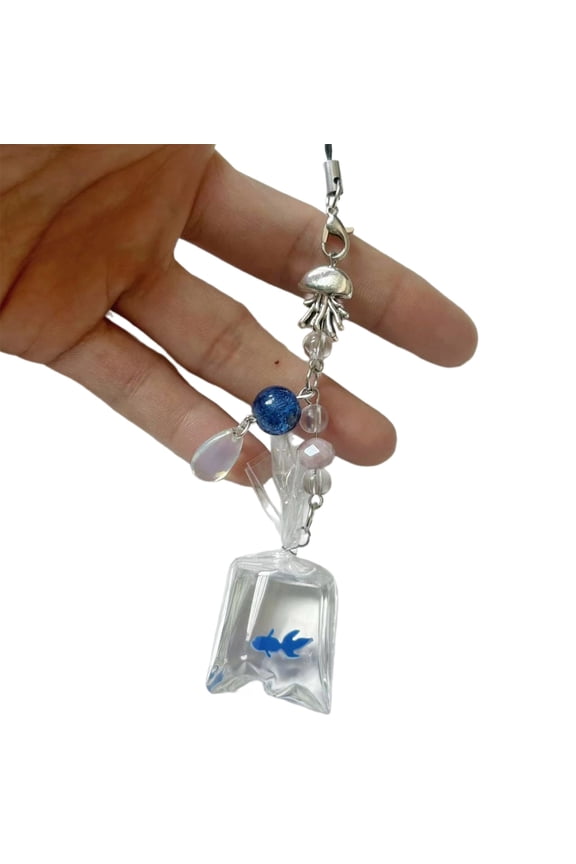 Colorful Fish Water Bag Keychain Soft Stylish Key Chain Ornament Decorative Pendant for Students and Professionals
