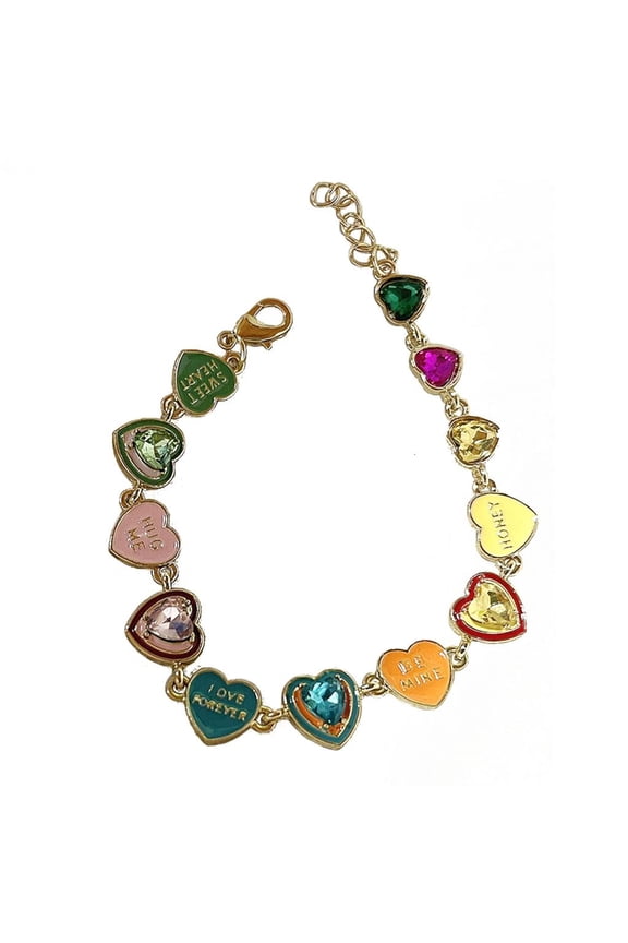 Colorful Love Heart Bracelets Sweet Y2k Aesthetic Jewelry Dopamine Hand Chain