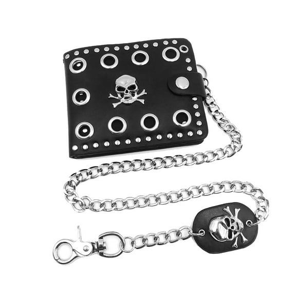 Necvior Cool Punk Gothic Western Clutch Purse Wallets With Chain For Men