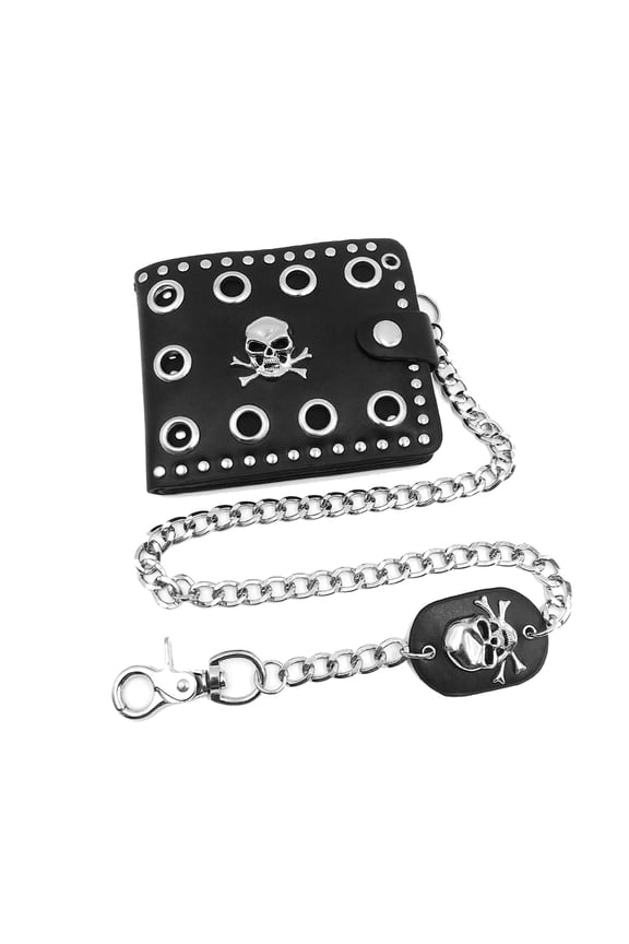 Cool Punk Gothic Western Clutch Purse Wallets With Chain For Men