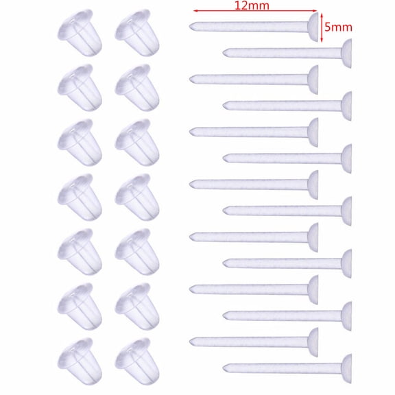 Necvior Creative 100 Set Clear Earrings Plastic Post Earrings Silicone Earring Backs Ear Studs Piercing Retainers for Women
