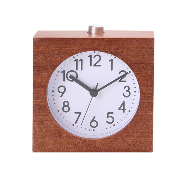 Necvior Creative Beech Wood Square Alarm Clock for w/ Night Light Timer Reminder Wooden Alarm Clock for Time Management for