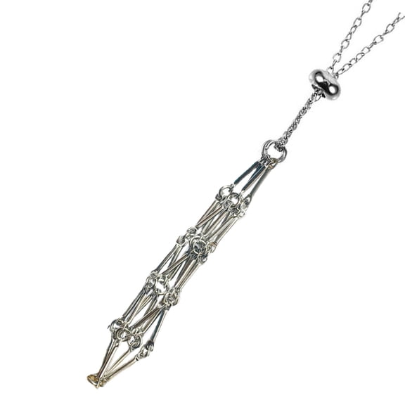Necvior Crystal Gemstones Holder Chain Necklace Original Stone Empty Net Bag Stainless Steel Woven Pendant Adjusting Necklace