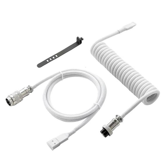 Necvior Customs Coiled USB Cable for Gaming Keyboards Double-Sleeved Mechanical Keyboard Cable with USB Aviation Connectors