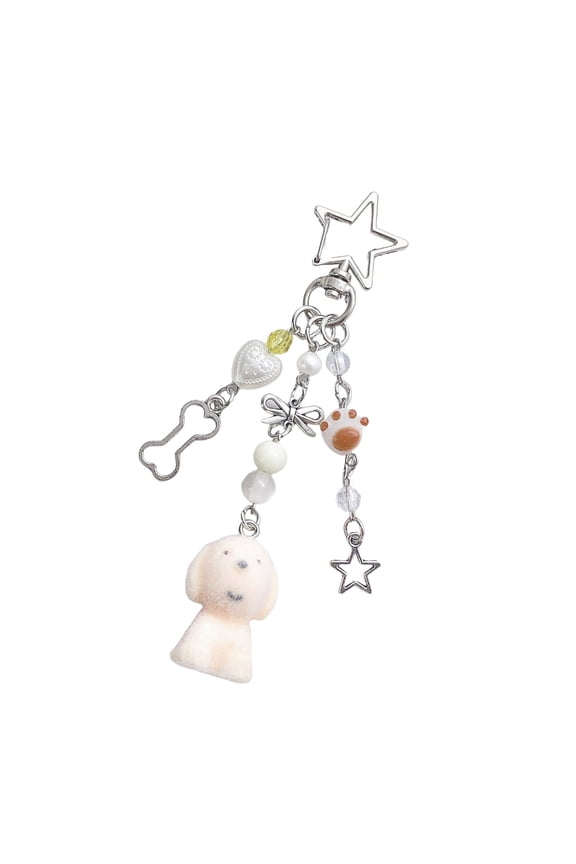 Cute Flocking Korean Style Couple Dog Phone Chain Keychain Pendant Accessory