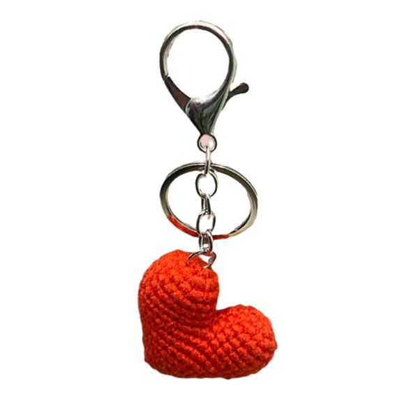 Necvior Cute Handmade Knitted Heart Key Holder Exquisite Craftsmanship Crochet Keychain Perfect Gift for DIY Craft Enthusiasts