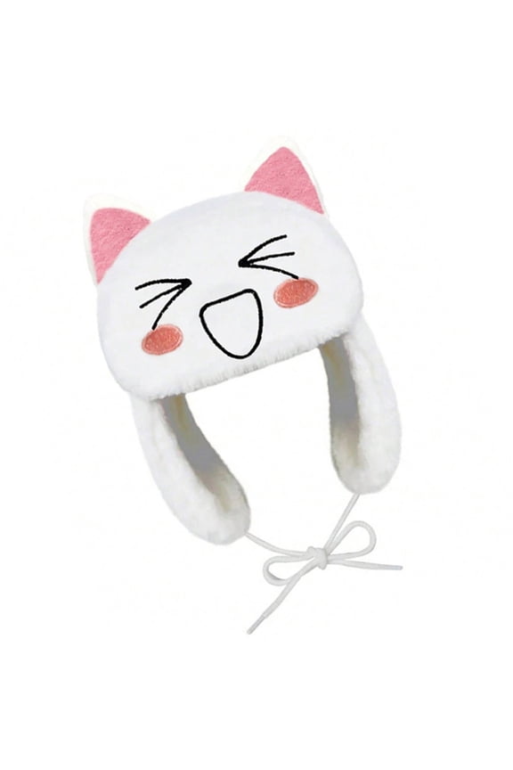 Cute Plush Winter Hat Protect Hat for Women Stylish Winter Ushanka Hat with Cute Plush and Cartoon Face Designs