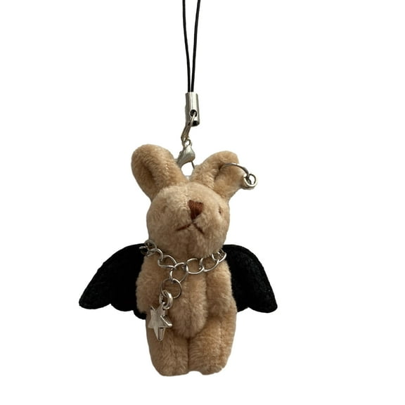 Necvior Cute Rabbit Keyrings Y2K Jewelry Plush Rabbit Keychain Handbag Hanging Pendants