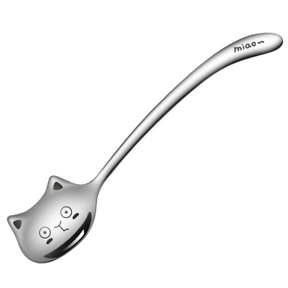 Necvior Cute for Cat Espresso Spoons Mini Coffee Spoon 6.29 Inches Stainless Steel Small Spoons for Dessert Ice Cream Tea Coffee
