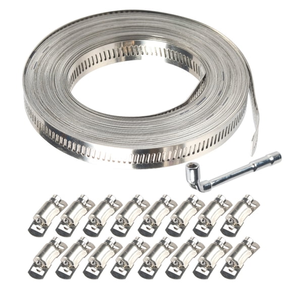 Necvior DIY 3.5/10m Metal Strap+8/16 Fasteners Adjustable Hoses Clamps Attachment