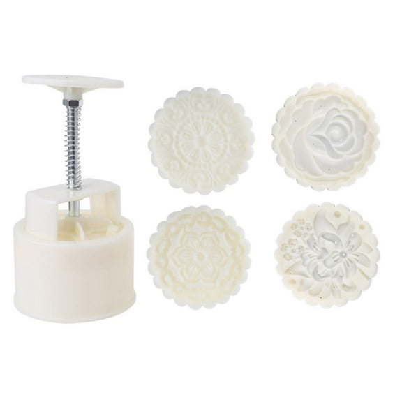 Necvior DIY 3D Mooncake Mold Set 150/200g Flowers Patterns Moon Cake Mold Press Safe Cookie Mold for Mid-Autumn Festival