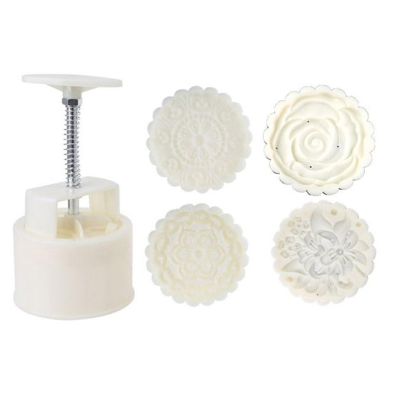 Necvior DIY 3D Mooncake Mold Set 150/200g Flowers Patterns Moon Cake Mold Press Safe Cookie Mold for Mid-Autumn Festival