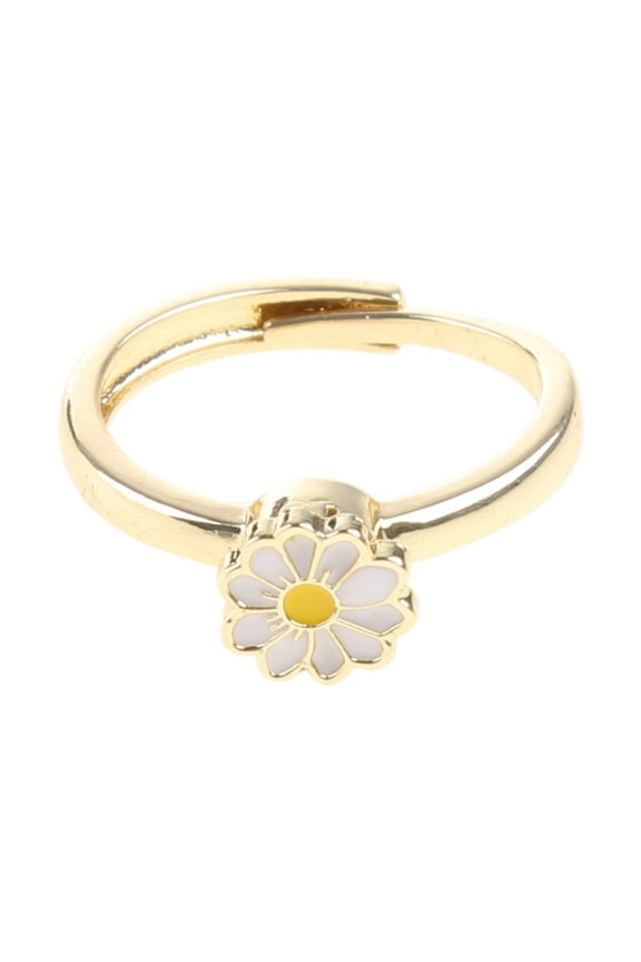 Daisy Flower Meditation Ring Relieving Anxiety Stress Rotatable Band Ring Rose Gold Ease Anxiety Spinner Ring Adjustable