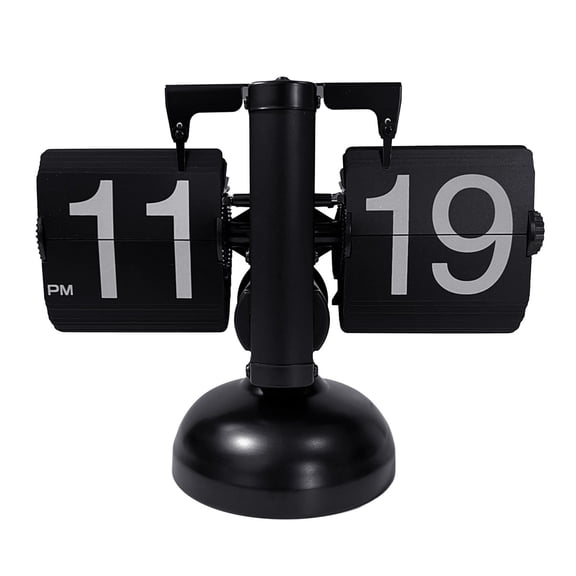 Necvior Decorative Bells Retro Style Flip Clock Scale Digital Clock Auto Flip Tabletop Clock Internal Gear Operated Quartz Clock
