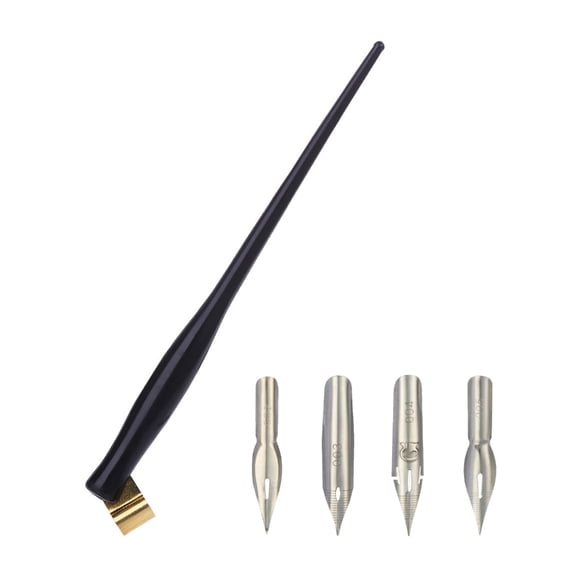 Necvior Dip Pen Holder and 4 Replaceable Pen Tip Set Resin Dip Pen Holder for Beginner Drawing Handwriting Lettering Sketching